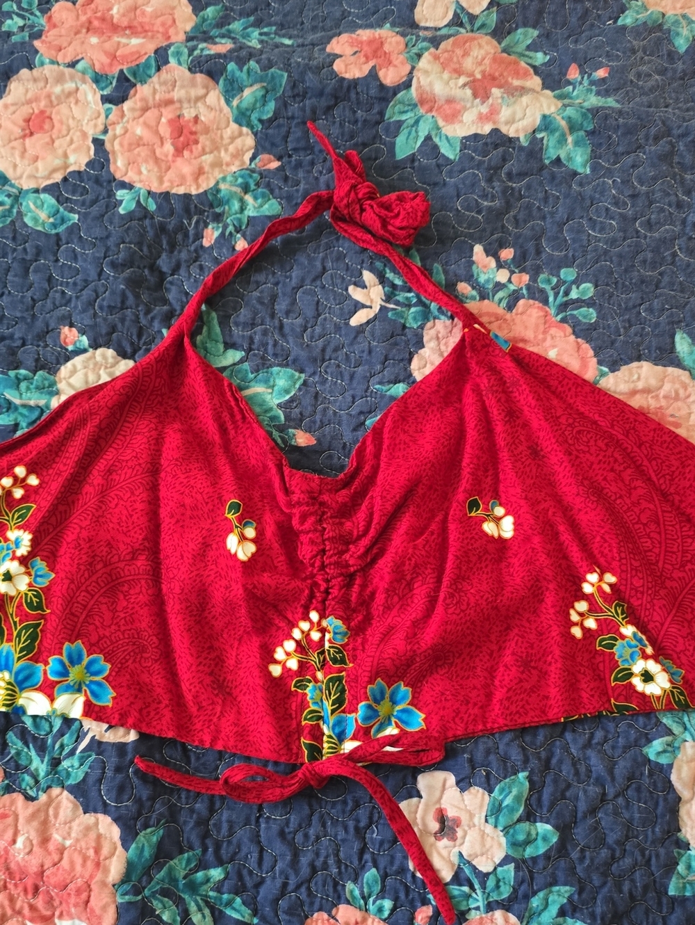 Red Hawaiian Halter Top & Wrap Pants